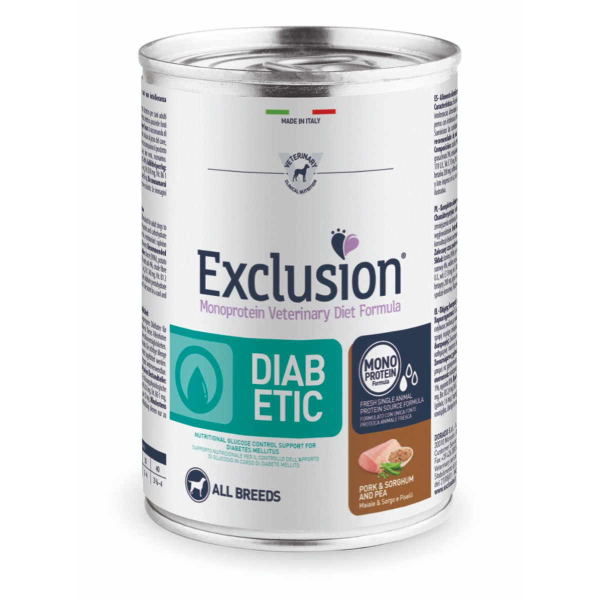 Exclusion dog diet diabetic pork & sorghum and pea all breeds 400 gr Exclusion dog diet diabetic pork & sorghum and pea all breeds 400 gr